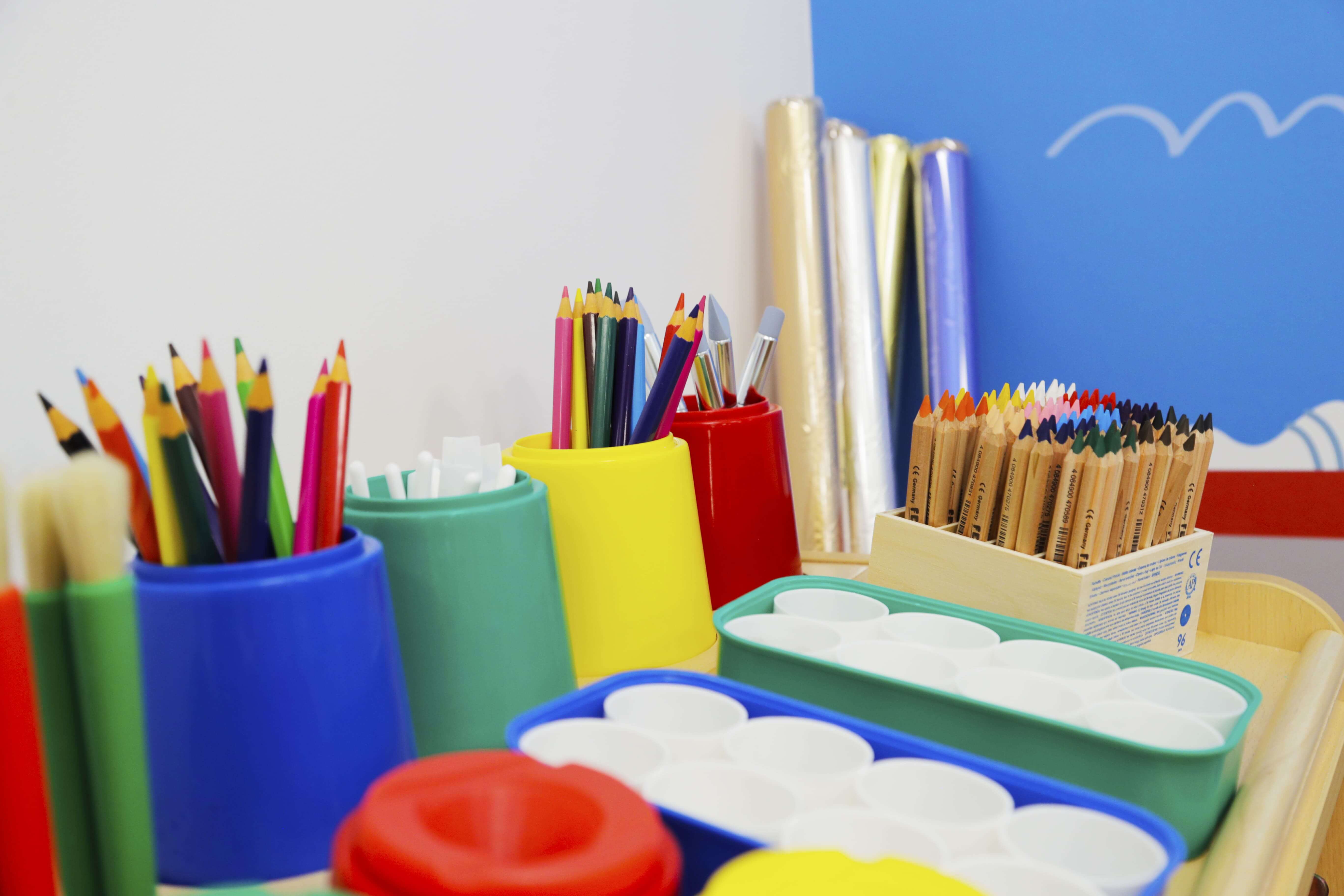 paint and colouring pencils